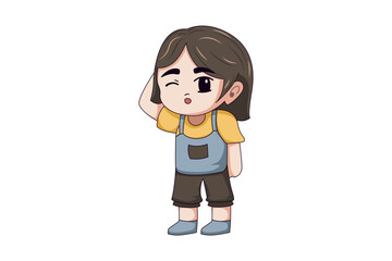 Cute Little Girl Character Illustration