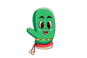 Cute Christmas Glove Character Illustration