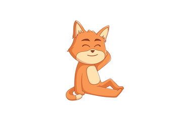 Cute Fox Character Design Illustration