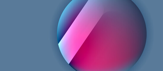 Glossy metal glowing circles geometric background. Minimal abstract composition. Vector illustration For Wallpaper, Banner, Background, Card, Book Illustration, landing page