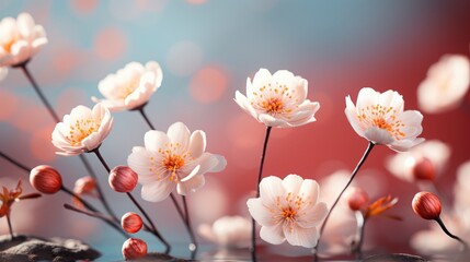 Spring Abstract Blurred Bokeh Cosmos Flowers, Background Image, Desktop Wallpaper Backgrounds, HD