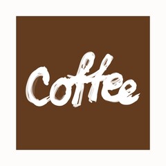 Coffee word, white lettering on broun background