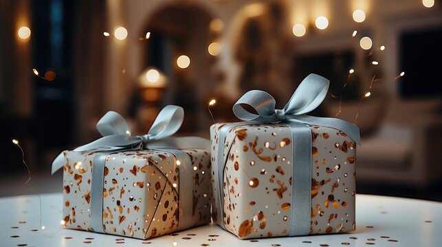 Two Decorated Gift Boxes On White, Background Image, Desktop Wallpaper Backgrounds, HD