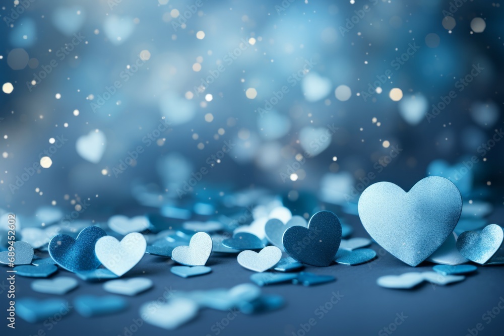 Poster hearts with a pleasant gentle bokeh. background with selective focus and copy space