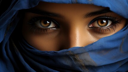 Naklejka premium Veiled Woman Blue Eyes, Background Image, Desktop Wallpaper Backgrounds, HD
