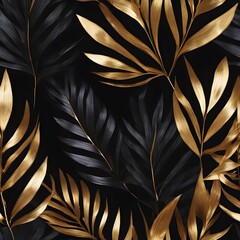 Metallic sheen, adding a touch of glamour and sophistication to the tropical leaf background