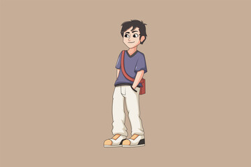 Fototapeta na wymiar Cute Boy Character Design Illustration