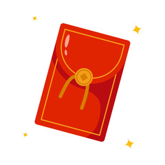 Chinese Red Packet Flat Design Illustration Vector Isolated on a White Background.