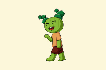 Cute Cactus Character Design Illustration