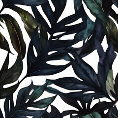 Watercolor effect, bringing an artistic and painterly quality to the tropical leaf background