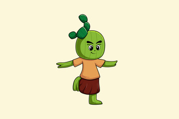 Cute Cactus Character Design Illustration