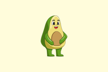Cute Avocado Character Design Illustration