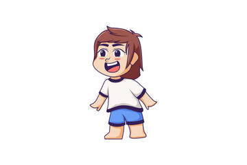 Cute Chibi Boy Character Design Illustration