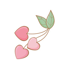 Cherry Heart Flat Icon. vector illustration.