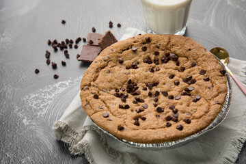 Pie pye de nutella cookie torta con chispas de chocolate comida dulce postre