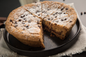 Pie pye de nutella cookie torta con chispas de chocolate comida dulce postre