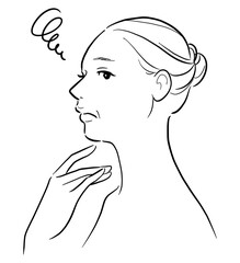 フェイスラインの崩れに悩む中年女性