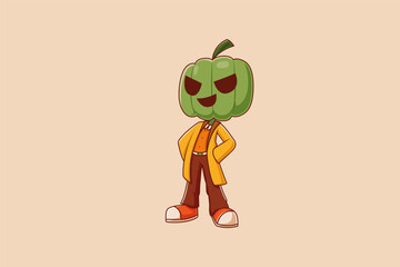 Cute Pumpkin Character Design Illustration