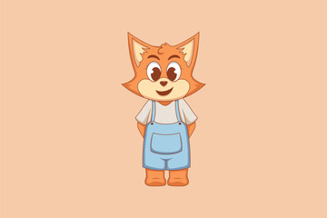 Cute Fox Character Design Illustration