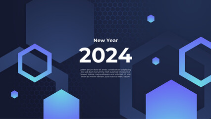 Happy new year 2024 celebration background. vector art and illustration for, landing page, template, ui, web, mobile app, poster, banner, flyer. Blue vector decorative 2024 new year banner