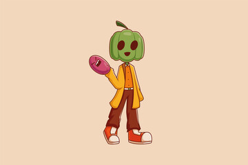 Cute Pumpkin Character Design Illustration