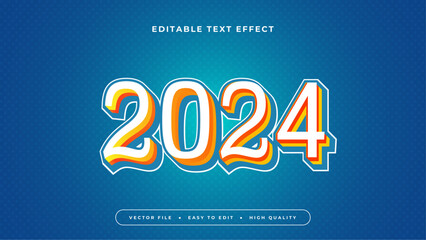 Blue white and orange 2024 3d editable text effect - font style