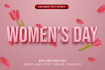International women's day 3d editable vector text effect. Women's day text style