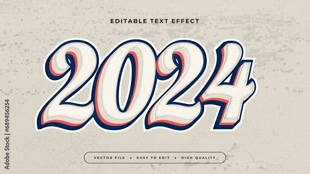 Poster Beige black and red 2024 3d editable text effect - font style