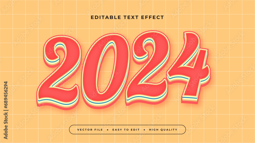 Poster Yellow and red 2024 3d editable text effect - font style