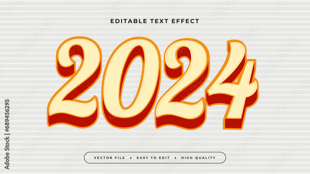 Poster White yellow and red 2024 3d editable text effect - font style