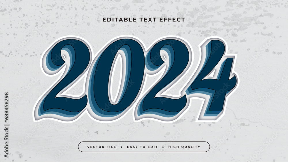 Poster Blue green and gray grey 2024 3d editable text effect - font style
