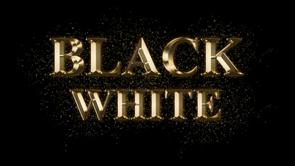 BLACK WHITE Gold Text Effect on black background, Gold text with sparks, Gold Plated Text Effect, shiny gold font effect on black background, text effect with 3d style, font. vector template design