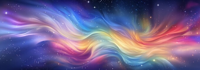 Gleaming galaxy motif with rainbow spectrum, Luminous light