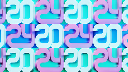 3d illustration Happy new year 2024 background template. Holiday volumetric 3D illustration of the   number 2024. Festive poster or banner design. Modern happy new year background