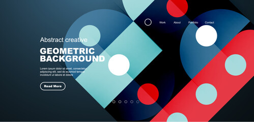 Simple circles and round elements pattern. Minimalist design geometric landing page. Creative concept for business, technology, science or print design - obrazy, fototapety, plakaty