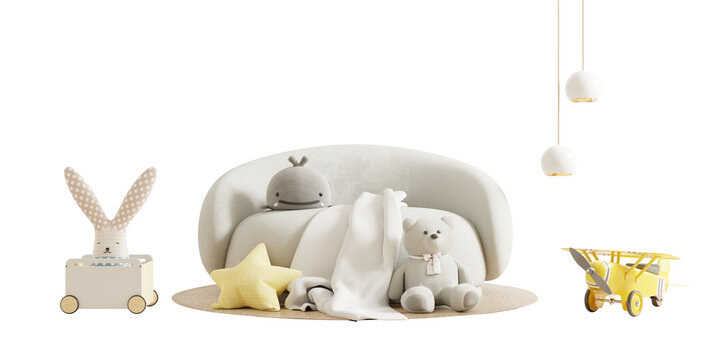 Fototapeta Children's room on transparent background.3d rendering