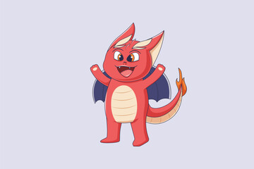 Cute Red Dragon Character Design Illustration