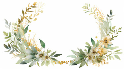 Naklejka premium watercolor floral illustration foliage bouquet composition. Wedding decorative perfect wreath frame border