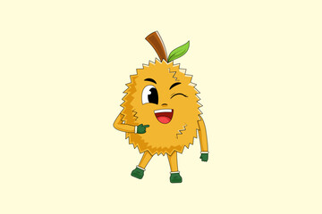 Cute Durian Fruit Character Design Illustration