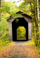 Historic Wright's Bridge on a rail trail in New Hampshire.
