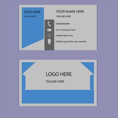  White, Black and Blue Corporate Business Card Layout