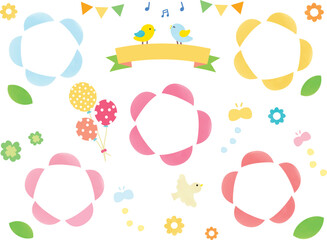 やわらかな水彩の花のフレーム