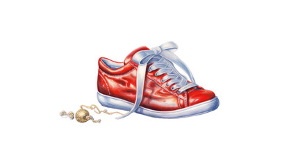 Santas shoe Isolated on transparent PNG background, Generative ai