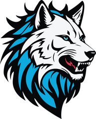 blue and white mascot lion logo, lion logo,  lion head logo, lion gaming logo