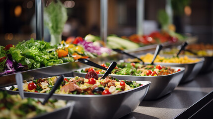 A row of bowls of food catering