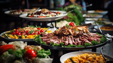 A plate of food on a table catering