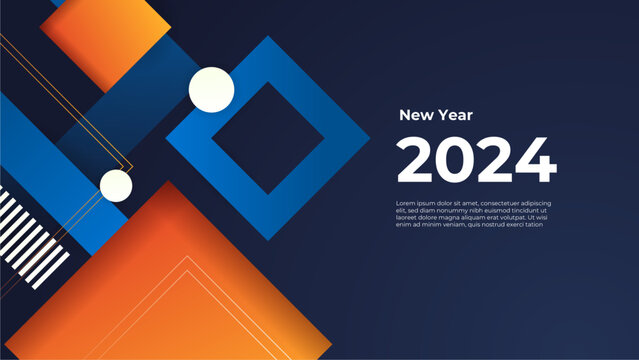 Blue and orange vector the year 2024 new years banner