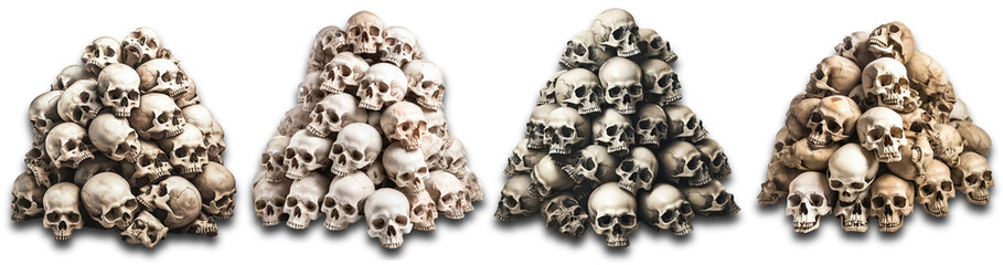A pile full of human skulls