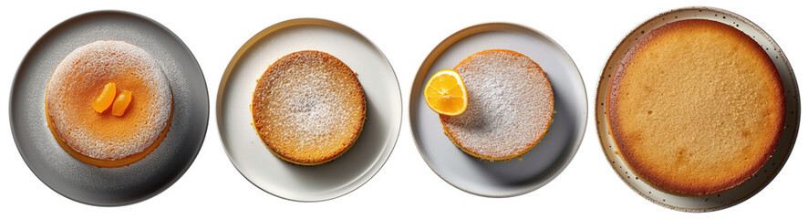 a collection of fluffy sponge cakes on a plate, top view - obrazy, fototapety, plakaty