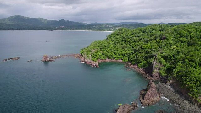 A 4K drone shot of Punta Sabana Point and the Mirador Conchal Peninsula next to Puerto Viejo and Playa Conchal, or &ldquo;Shell Beach&rdquo;, along the north-western coast of Costa Rica.